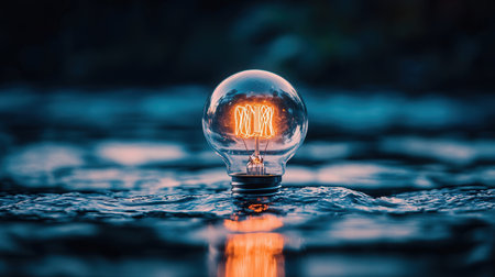 Glowing light bulb in the dark. Conceptual image of ideaの素材