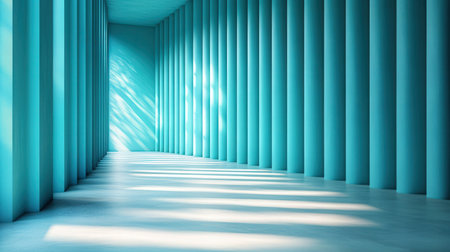 Abstract interior background, empty room with blue wall and floor, 3d renderの素材