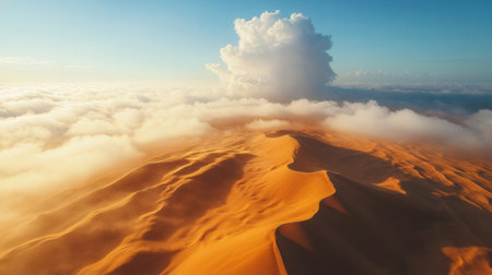 Aerial view of clouds and sand dunes. 3d illustrationの素材