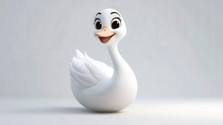 White swan on a white background. 3d rendering, 3d illustrationの素材