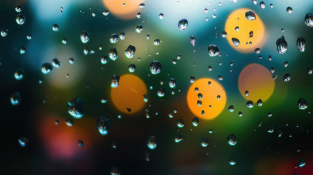 rain drop on glass with bokeh background,abstract backgroundの素材