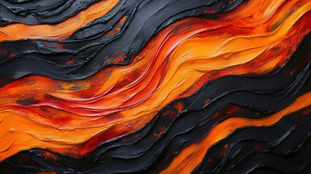 Abstract background of black and orange acrylic paint. Acrylic painting.の素材