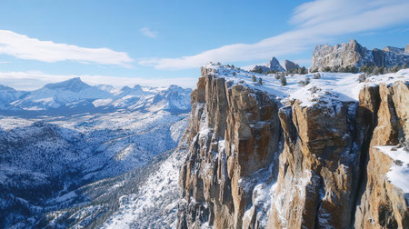 Panoramic view of Dolomites mountains in winter, Italyの素材