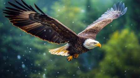 Bald Eagle (Haliaeetus leucocephalus) in flight.の素材