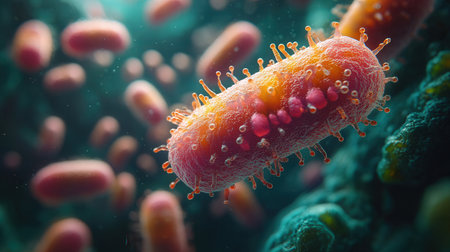 Viruses in the blood. 3D illustration. 3D renderingの素材