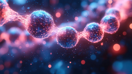 Abstract 3d rendering of molecules. Molecular structure with connected lines and dots. Science background.の素材