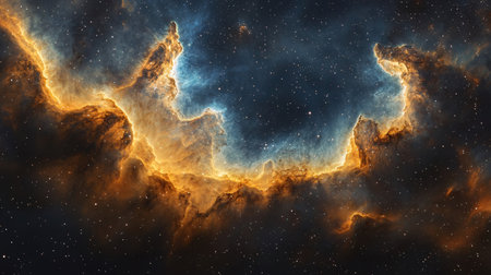 Abstract space background with nebulae and stars. 3d renderingの素材