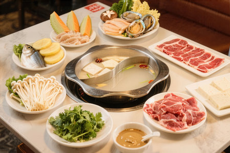 Japanese hot pot with shabu shabu shabuの素材