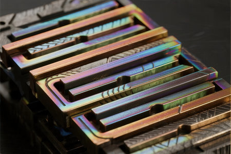 Multicolored microchips on a black background close-upの素材