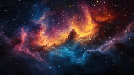 Cosmic space and stars, color cosmic abstract background. 3D renderingの素材