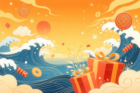 Chinese New Year of the Pig. Holiday background. Vector illustration.の素材