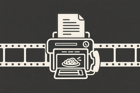 Printer with document on black background. Illustration for your designの素材