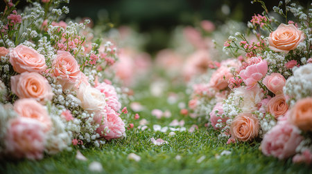 Bouquet of flowers in the garden, vintage tone and soft focusの素材