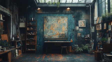 Interior of an old and abandoned office with a lot of books.の素材