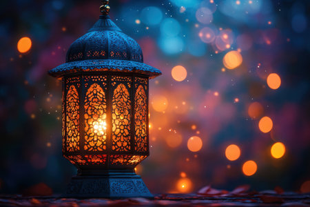 Lantern on bokeh background. Ramadan Kareem backgroundの素材