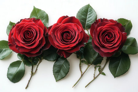 Beautiful red roses on white background, valentine's dayの素材