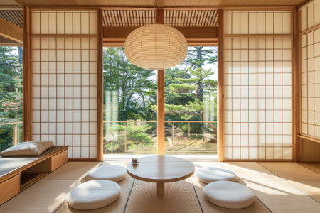 Japanese-style room interior design, 3d rendering. Japanese-style room design.の素材