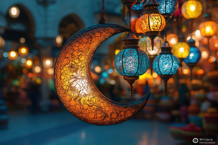 Ramadan Kareem lanterns in morocco. Ramadan Kareem backgroundの素材