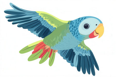 Cute blue parrot isolated on white background. Vector illustration.の素材