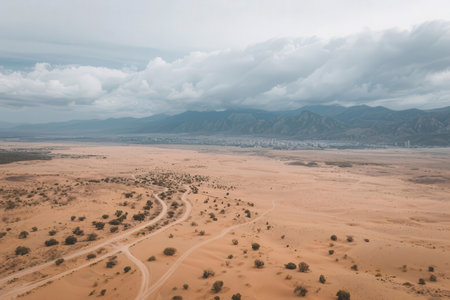 Aerial view of sand dunes in the Sahara desert, Moroccoの素材