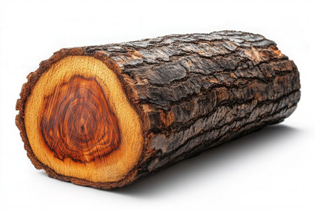 Wooden log isolated on white background with clipping path. Close up.の素材