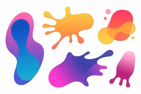 Set of colorful paint splashes isolated on white background. Vector illustration.の素材