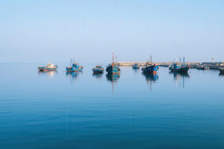Fishing boats in the bay of Essaouira, Moroccoの素材