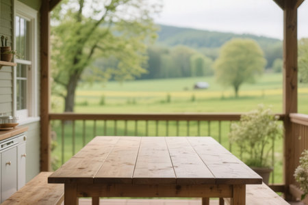 Table Top And Blur Nature of the Background. Ready For Your Designの素材