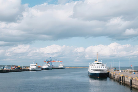Cruise ship in the port of Gdansk, Poland.の素材