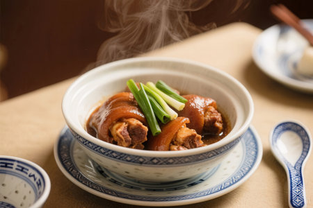 japanese cuisine, braised pork in soy sauce on potの素材