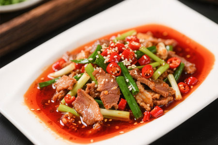 pork salad with chili sauce - asian chinese food styleの素材