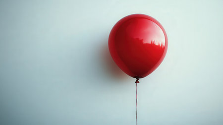 Red balloon on white wall background with copy space for text or designの素材
