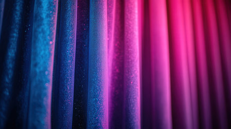 Close up of a pink and purple curtain in a theater or cinemaの素材