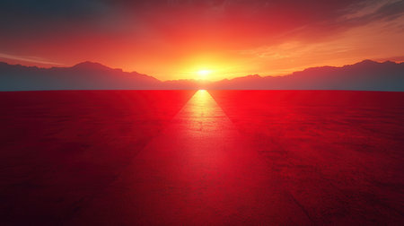 Sunset over the desert. 3D render. Conceptual image.の素材