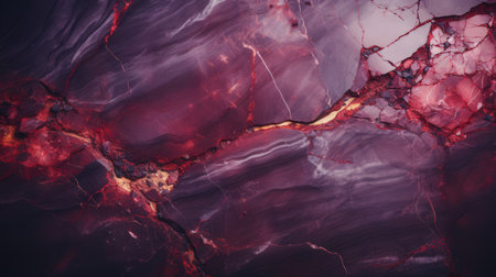 Abstract background of dark red marble with gold veins. Toned.の素材