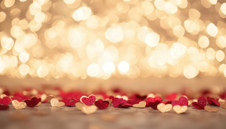 Valentine's day background with hearts on bokeh lightsの素材