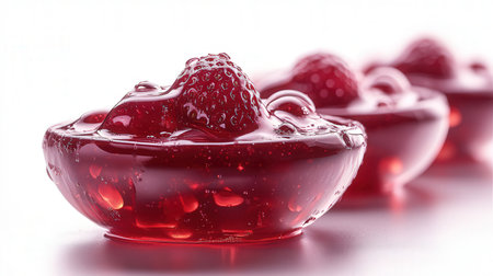 strawberry jelly in a bowl on a white background. macroの素材