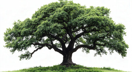 Old oak tree isolated on white background, clipping path included. High resolution image gallery.の素材