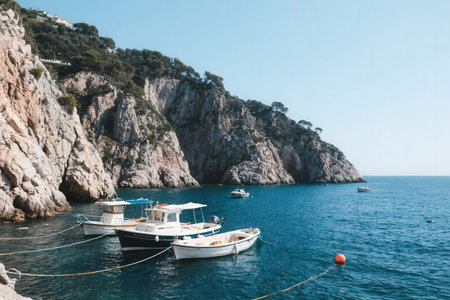 Fishing boats in the bay of Zakynthos, Greeceの素材