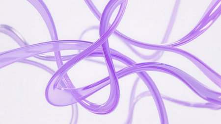Purple abstract background made of curved lines. 3d render illustrationの素材