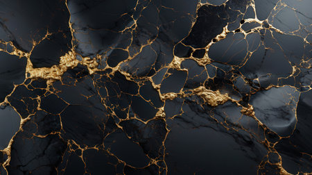 Black marble texture with golden veins. Abstract background and texture for design.の素材