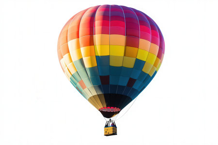 Colorful hot air balloon isolated on white background with clipping path.の素材