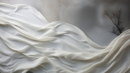 Wedding dress on a gray background. Close-up.の素材