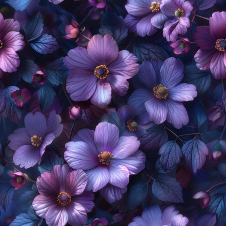 Seamless pattern with flowers of anemone. Floral background.の素材