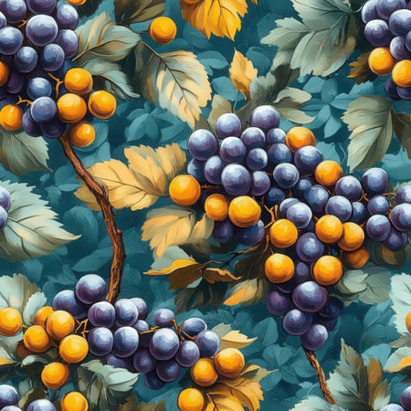Seamless pattern with bunch of grapes. Watercolor illustration.の素材