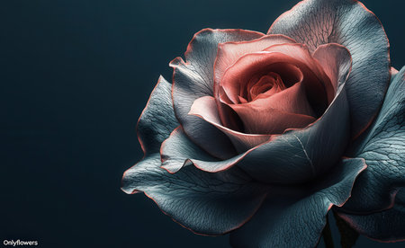Beautiful blue rose on a dark background. Close-up.の素材