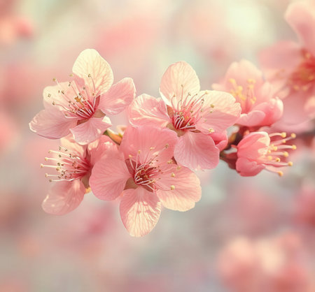 cherry blossom in soft color and blur style for background.の素材