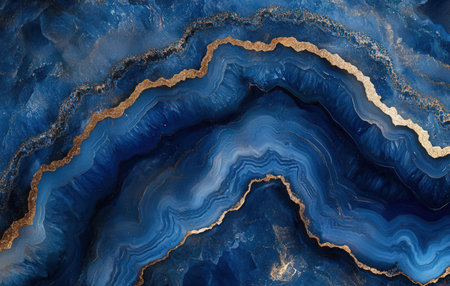 Marble texture background, abstract pattern with blue and gold veins.の素材