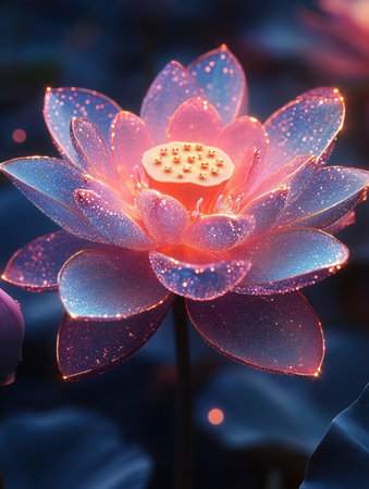 Lotus flower blooming in the pond with beautiful light background.の素材