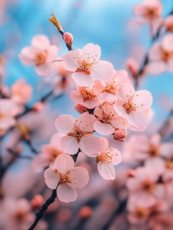 cherry blossom in spring, pink flowers on a tree branchの素材